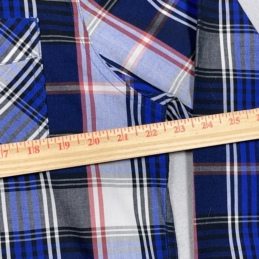 Levis Plaid Button Down Shirt Teen XL Regular Fit Blue White Red‎ Casual Western
